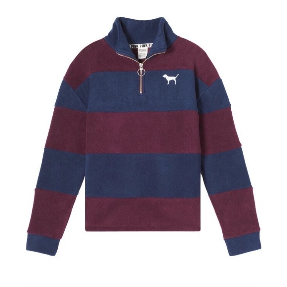 Victoria's‎ Secret PINK Burgundy and Navy Blue Fleece Pullover